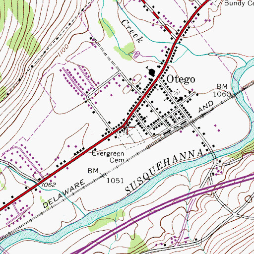 Topographic Map of Otego Baptist Church, NY
