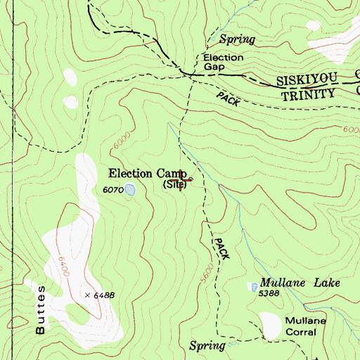 Topographic Map of Election Camp, CA