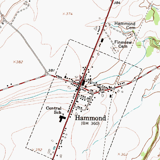 Topographic Map of Hammond Free Library, NY
