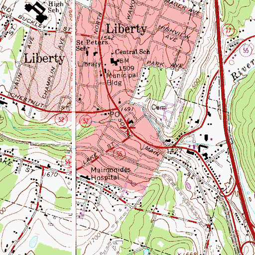 Topographic Map of First Spanish Pentecostal Church, NY