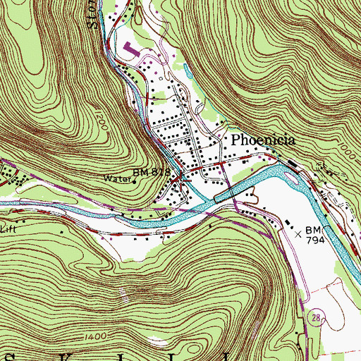 Topographic Map of Phoenicia Wesleyan Church, NY