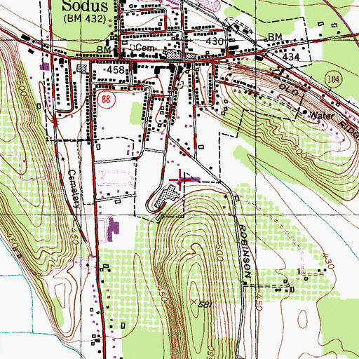 Topographic Map of Sodus Middle School, NY