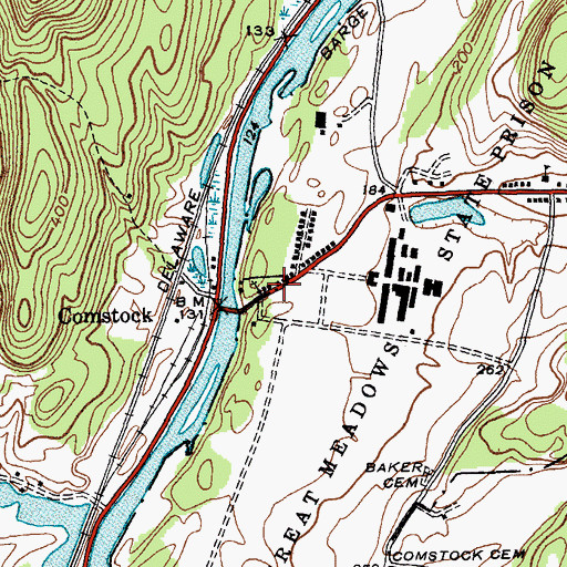 Topographic Map of Comstock Post Office, NY