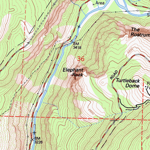 Topographic Map of Elephant Rock, CA