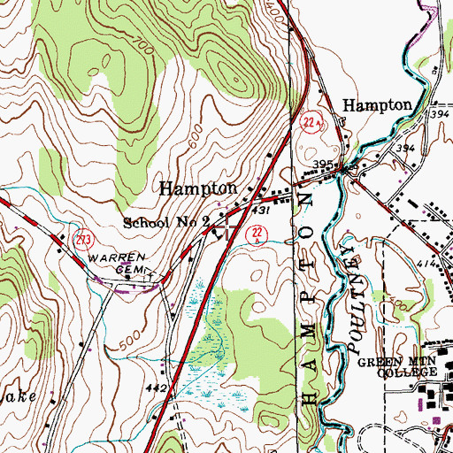 Topographic Map of Hampton Post Office, NY