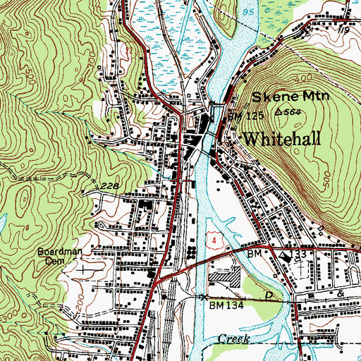 Topographic Map of Whitehall Post Office, NY
