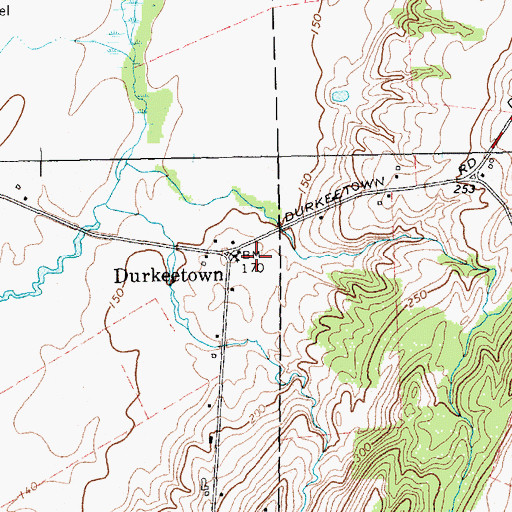 Topographic Map of Durkeetown Baptist Church, NY