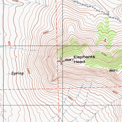 Topographic Map of Elephants Head, CA