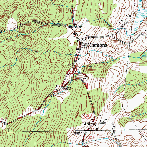 Topographic Map of Clemons Post Office, NY