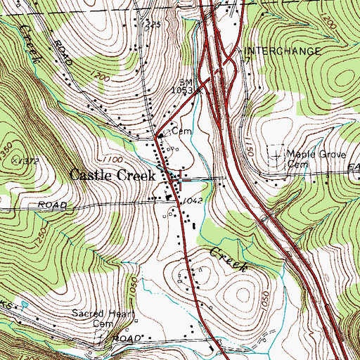 Topographic Map of Castle Creek Post Office, NY