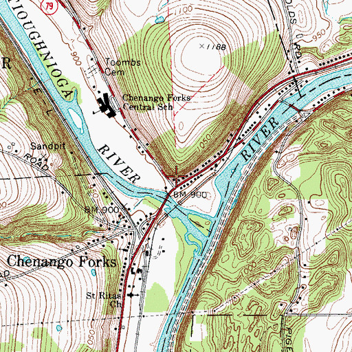 Topographic Map of Chenango Forks Post Office, NY
