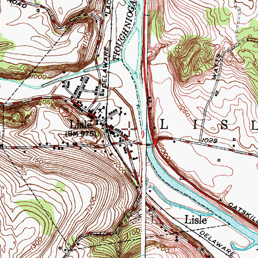 Topographic Map of Lisle Post Office, NY