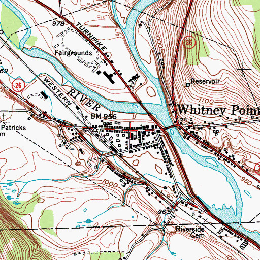 Topographic Map of Whitney Point Post Office, NY