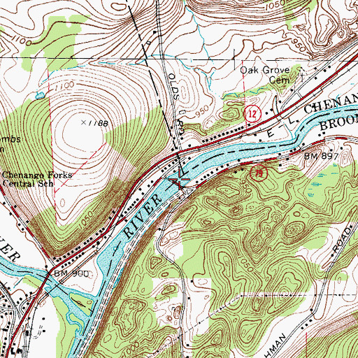 Topographic Map of Chenango River Bridge, NY