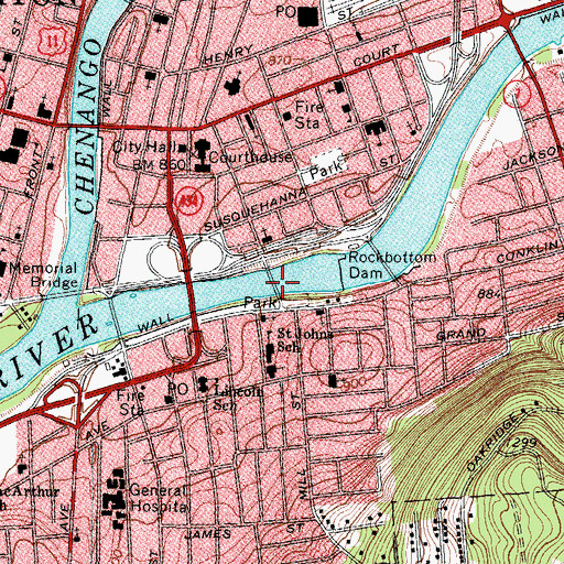 Topographic Map of Exchange Street Bridge, NY