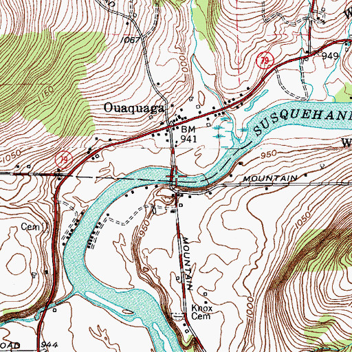 Topographic Map of Ouaquaga Bridge, NY