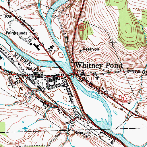 Topographic Map of Tioughnioga River Bridge, NY