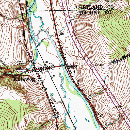 Topographic Map of Tioughnioga River Bridge, NY