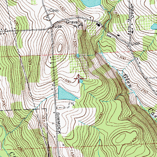 Topographic Map of Dimmock Hill Golf Course, NY