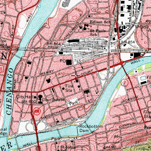 Topographic Map of Broome County Public Library, NY