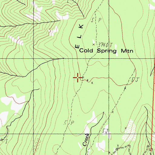 Topographic Map of Elk Camp Ridge, CA