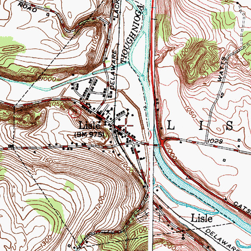 Topographic Map of Lisle Free Library, NY