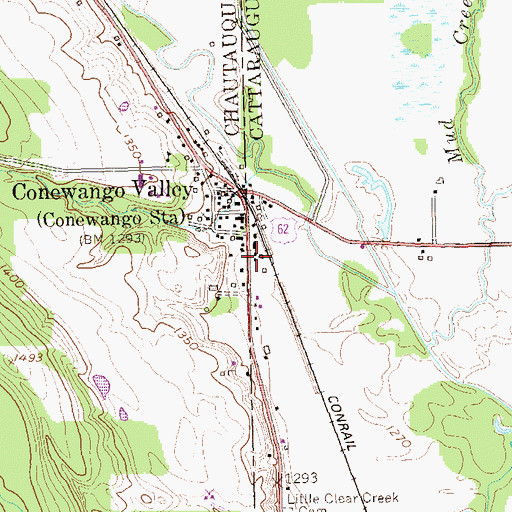 Topographic Map of Conewango Valley Post Office, NY