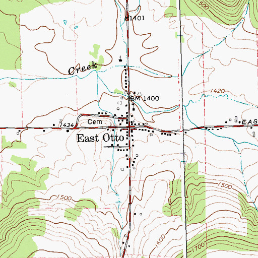 Topographic Map of East Otto Post Office, NY