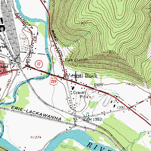Topographic Map of Kill Buck Post Office, NY