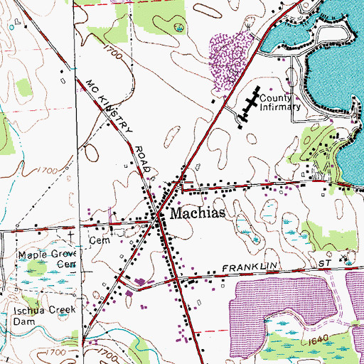 Topographic Map of Machias Post Office, NY