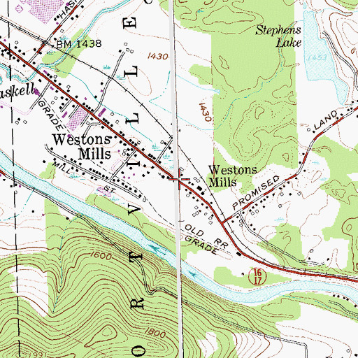 Topographic Map of Westons Mills Post Office, NY