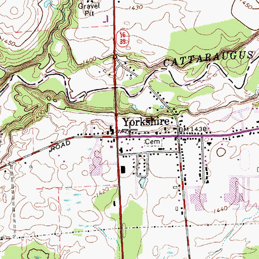Topographic Map of Yorkshire Post Office, NY