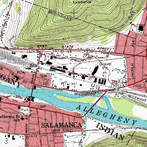 Topographic Map of Rochester Street Industrial Park, NY