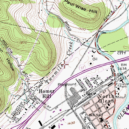 Topographic Map of Olean Industrial Park, NY
