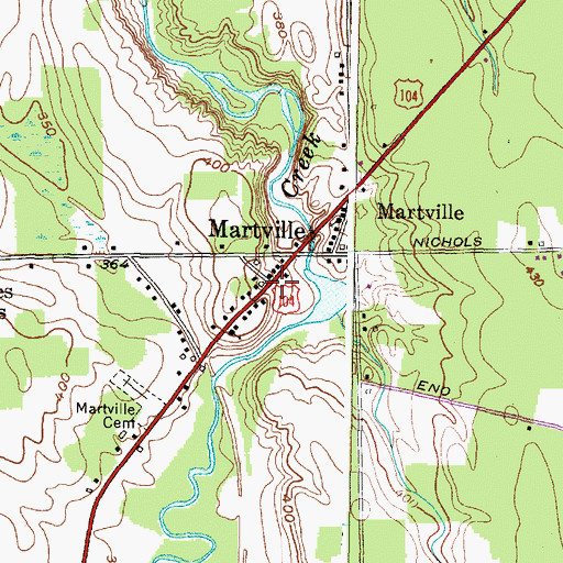 Topographic Map of Martville Post Office, NY