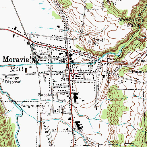 Topographic Map of Moravia Post Office, NY