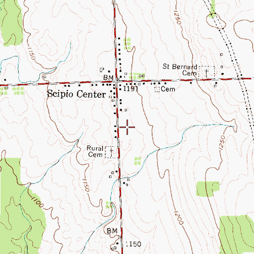 Topographic Map of Scipio Center Post Office, NY