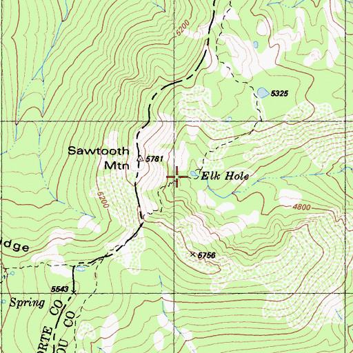 Topographic Map of Elk Hole, CA