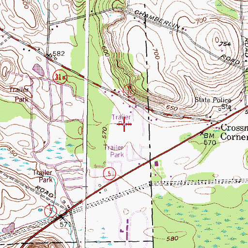 Topographic Map of Hillside Mobile Home Park, NY