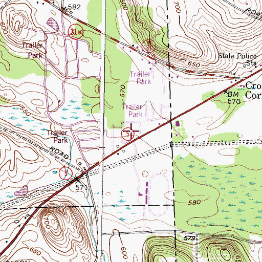 Topographic Map of Shady Brook Mobile Home Park, NY