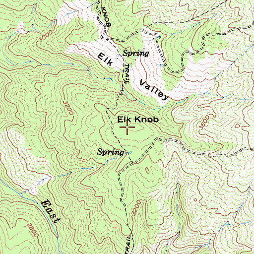 Topographic Map of Elk Knob, CA