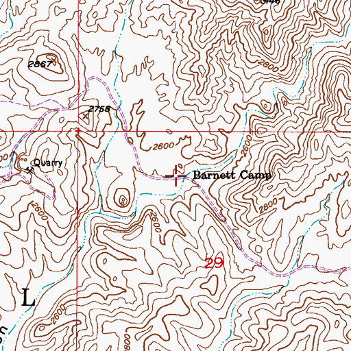 Topographic Map of Barnett Camp, AZ