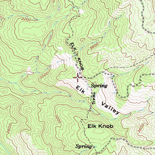 Topographic Map of Elk Knob Trail, CA