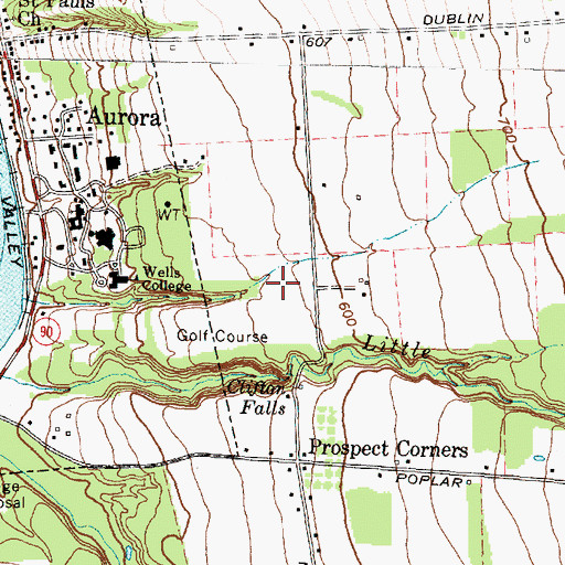 Topographic Map of Wells College Golf Course, NY