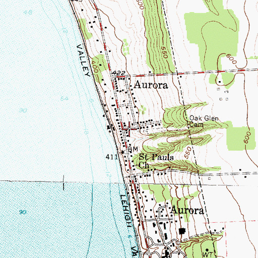 Topographic Map of Aurora Free Library, NY