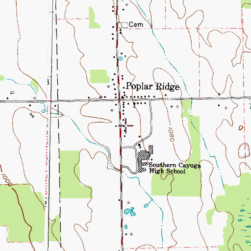 Topographic Map of Hazard Library, NY