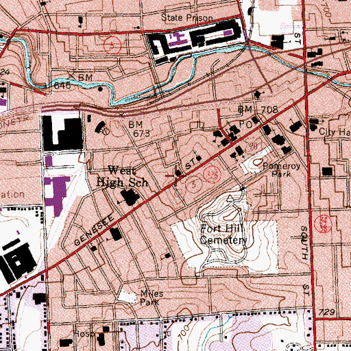 Topographic Map of Scheweinfurth Memorial Art Center, NY