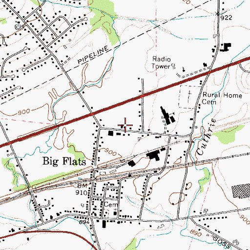 Topographic Map of Big Flats Post Office, NY