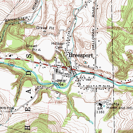 Topographic Map of Breesport Post Office, NY