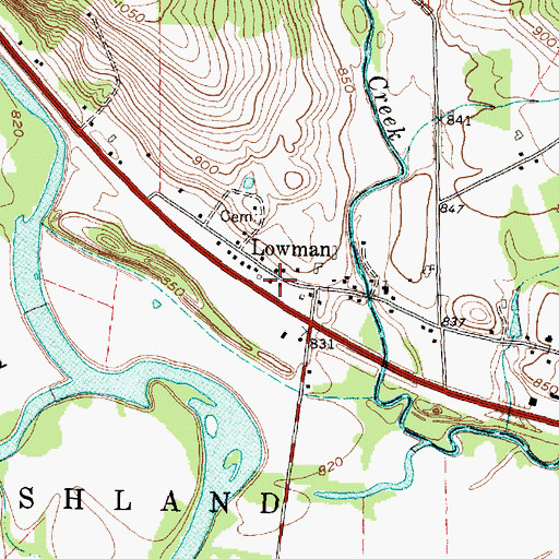 Topographic Map of Lowman Post Office, NY
